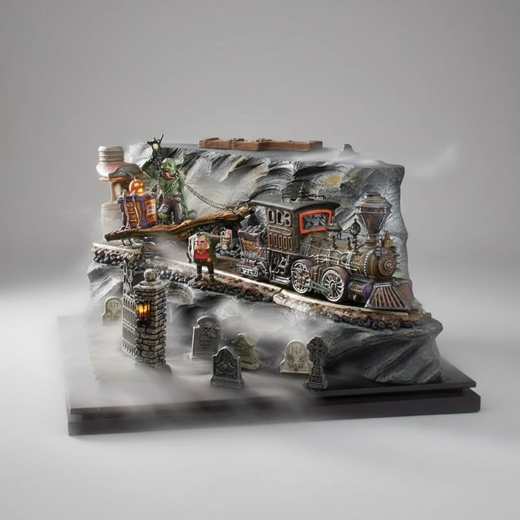 Thermabuild | Halloween Tombstones and Graveyard Decorations Resin 4-Piece Set for Party and Tabletop Display