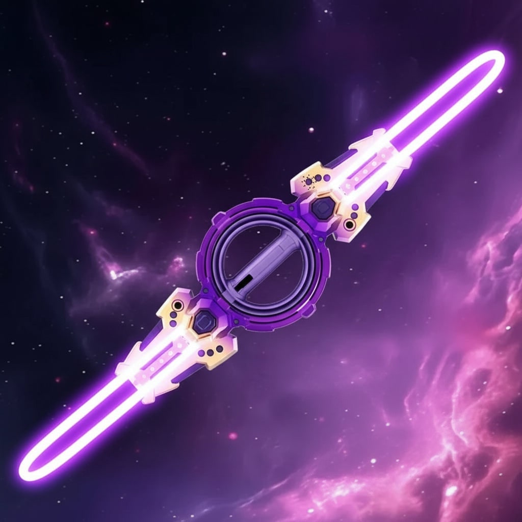 Thermabuild | Halloween Toy Sword Light Up Double Ended with Extendable LED Blades and Spinning Handle