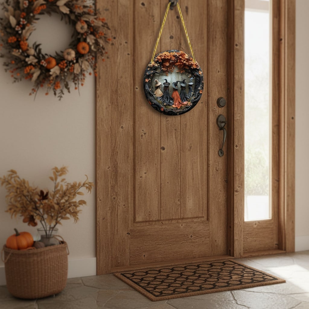 Thermabuild | Halloween Wall Decor Panel with 3D Witch Relief Art for Bathroom Kitchen and Bedroom Wood