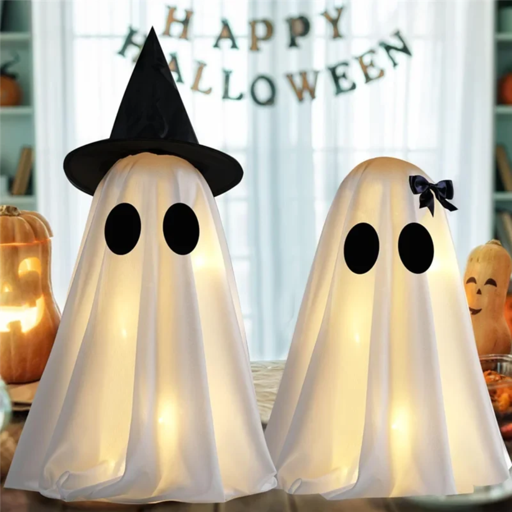 Thermabuild | Halloween Warm White Lights Ghost Decor Set of Two Up Figures for Indoor Decoration Inflatable