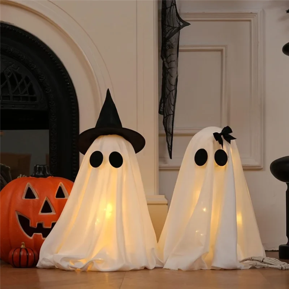 Thermabuild | Halloween Warm White Lights Ghost Decor Set of Two Up Figures for Indoor Decoration Inflatable