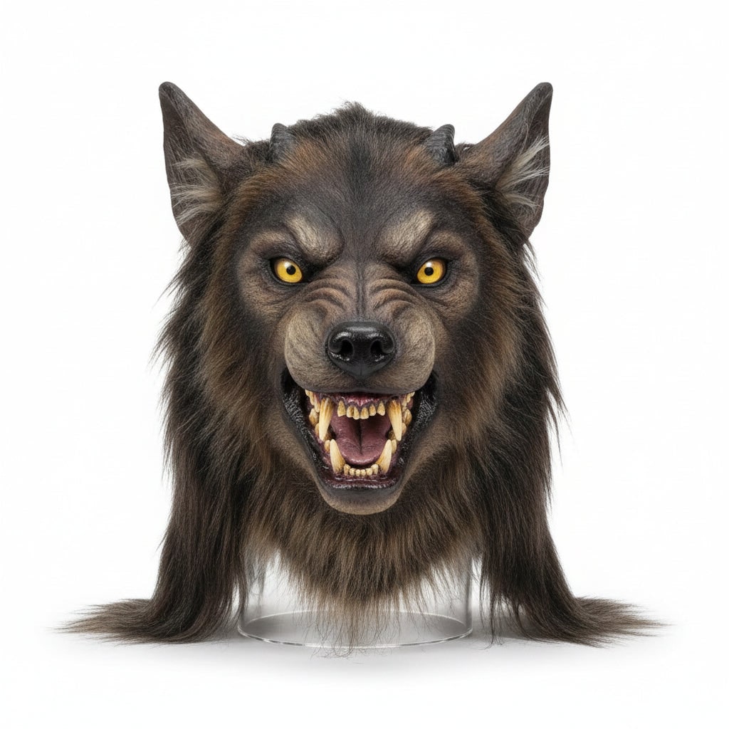 Thermabuild | Halloween Werewolf Mask Realistic Wolf Costume with Fangs and Faux Fur Day Of The Dead