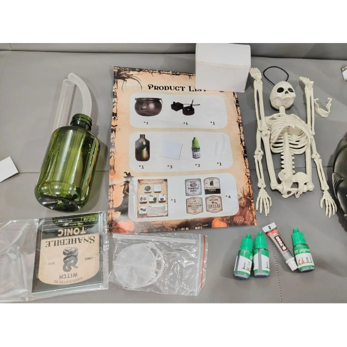 Thermabuild | Halloween Witch Cauldron Decoration Fog Machine LED Lights and Floating Bottle Prop