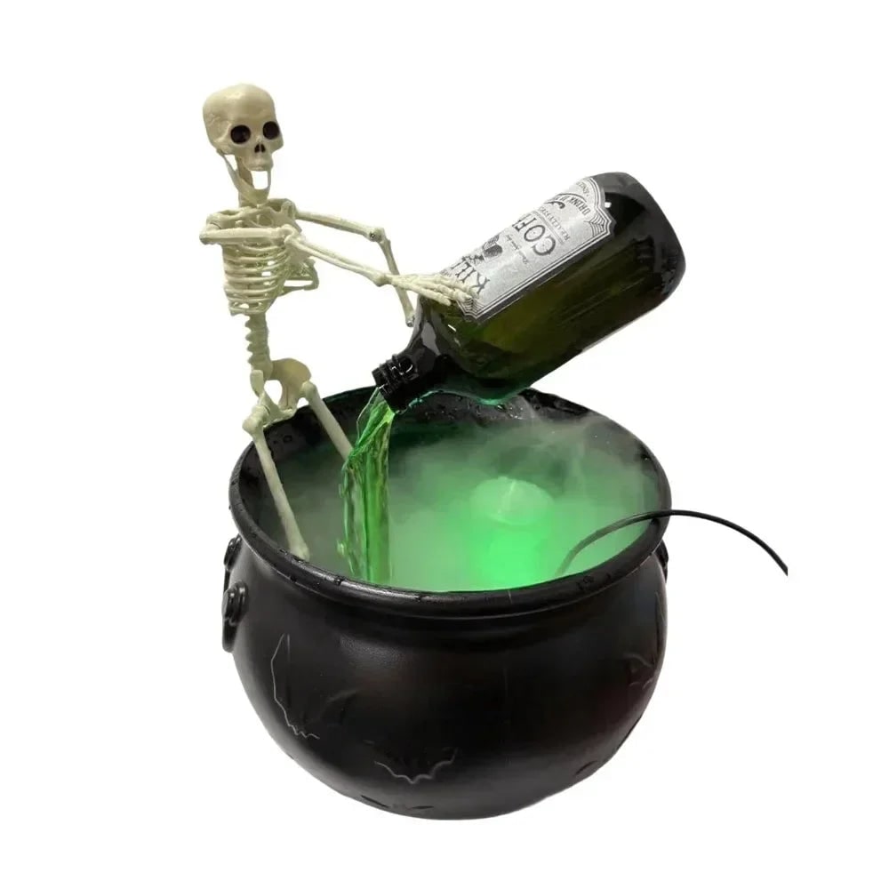 Thermabuild | Halloween Witch Cauldron Decoration Fog Machine LED Lights and Floating Bottle Prop