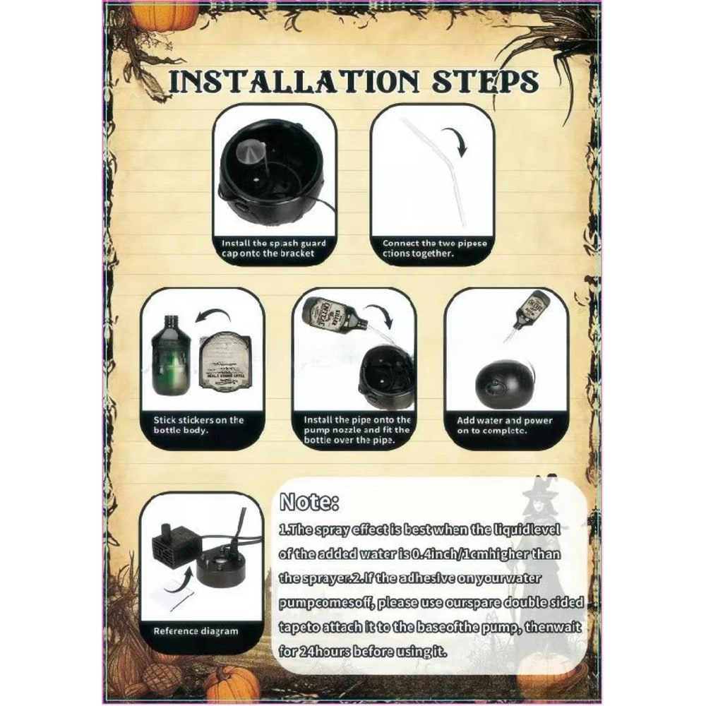 Thermabuild | Halloween Witch Cauldron Decoration Fog Machine LED Lights and Floating Bottle Prop