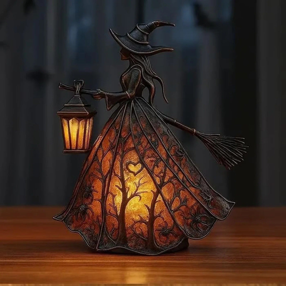 Thermabuild | Halloween Witch Decoration Figurine with LED Lantern Light for Party