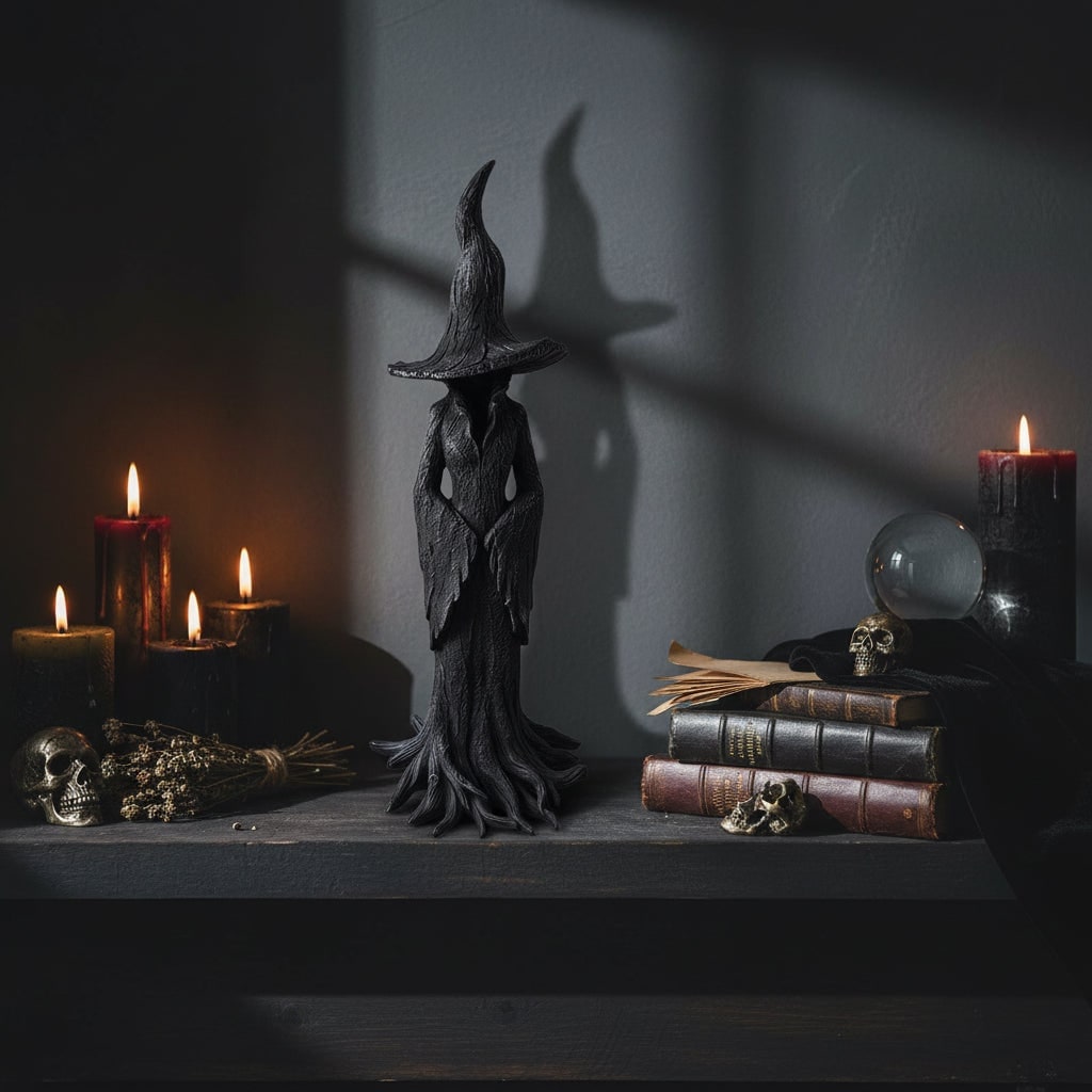 Thermabuild | Halloween Witch Decoration Figurine with Pointed Hat and Tree Root Base Outdoor Decor