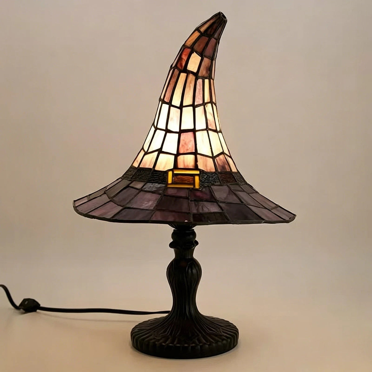 Thermabuild | Halloween Witch Hat Tiffany Style Table Lamp with USB Power and Warm Glow Decoration Bed Side