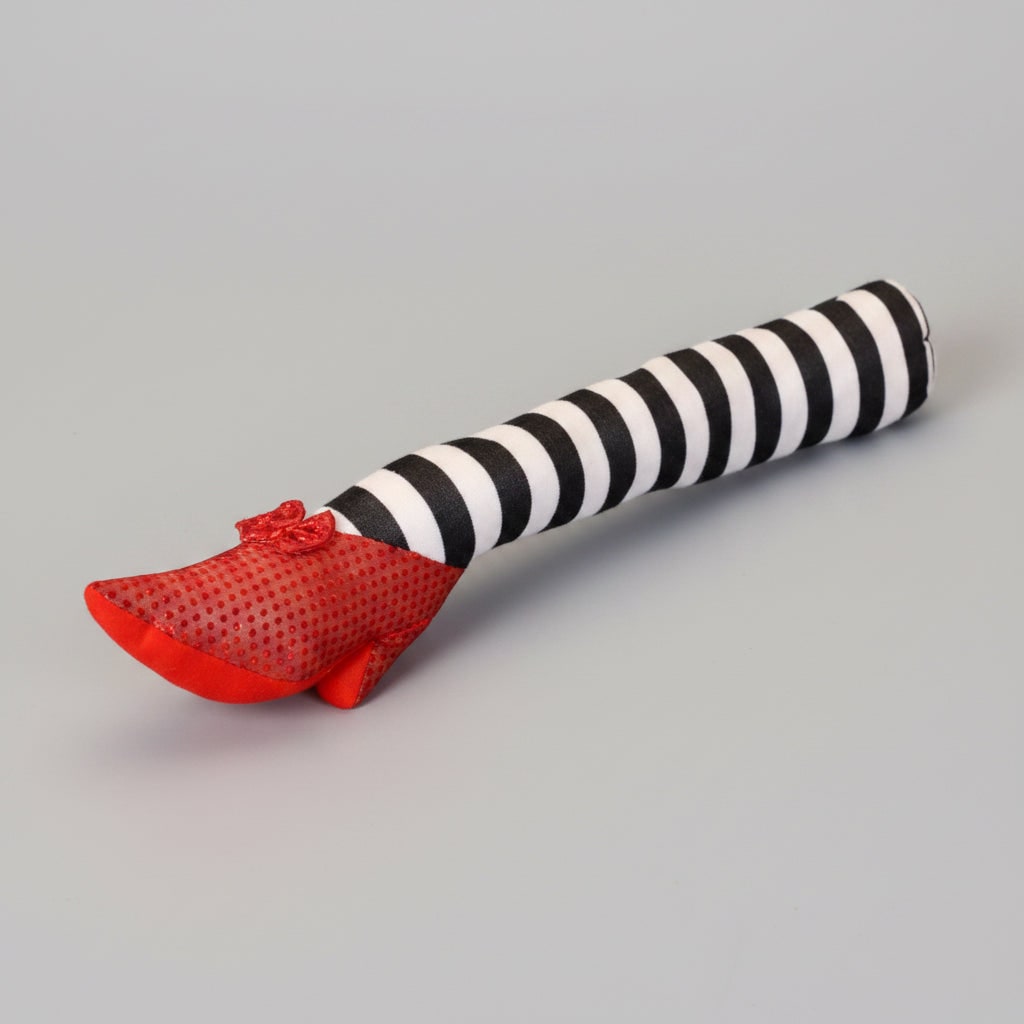 Thermabuild | Halloween Witch Legs Door Stopper Decoration with Striped Stockings and Red Shoes