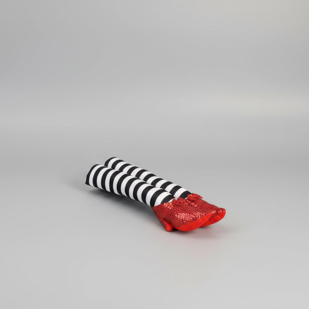Thermabuild | Halloween Witch Legs Door Stopper Decoration with Striped Stockings and Red Shoes