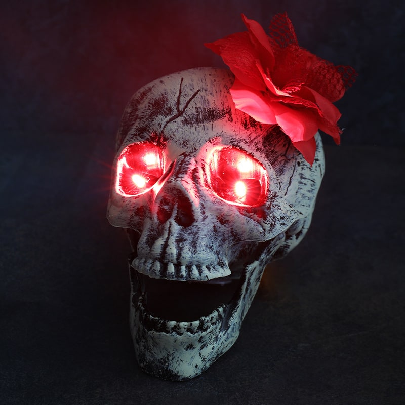 Thermabuild | Halloween Yard Decorations Skeleton Sign with Stakes LED Light Up Outdoor Prop Plant Support