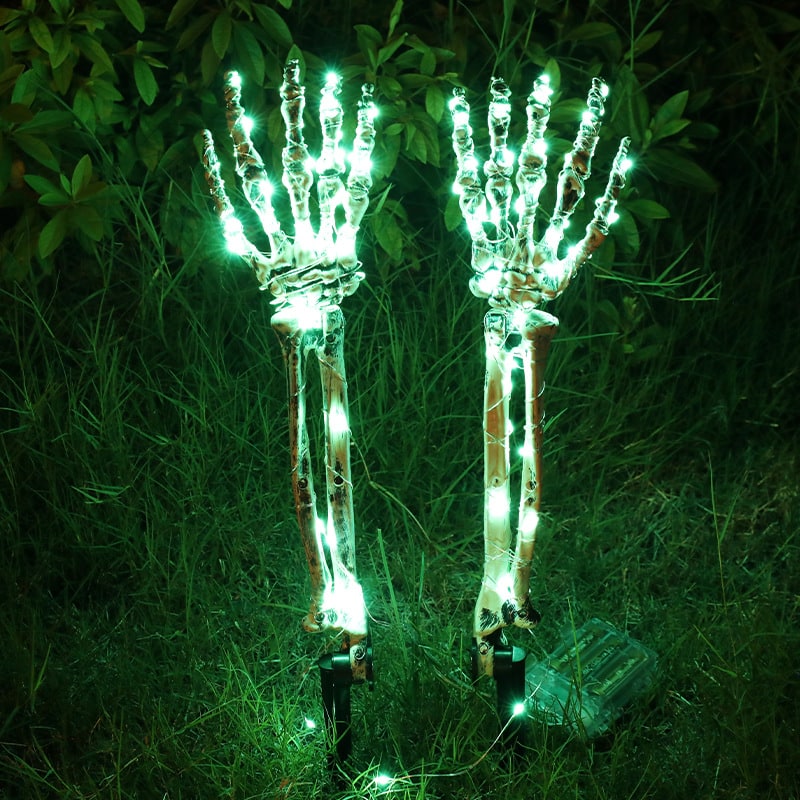 Thermabuild | Halloween Yard Decorations Skeleton Sign with Stakes LED Light Up Outdoor Prop Plant Support