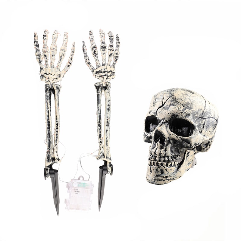 Thermabuild | Halloween Yard Decorations Skeleton Sign with Stakes LED Light Up Outdoor Prop Plant Support