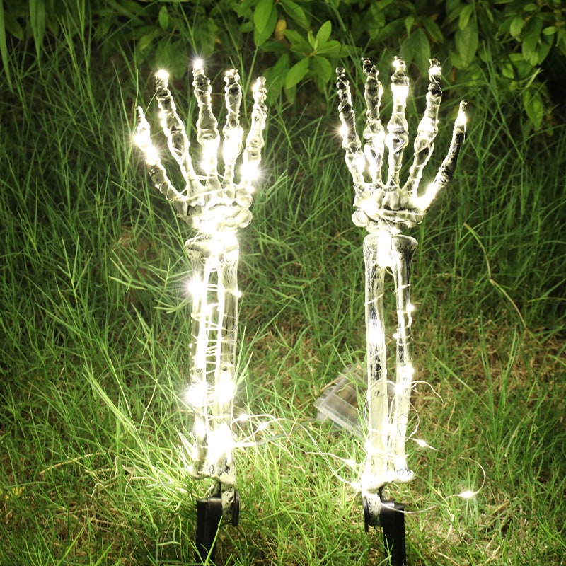 Thermabuild | Halloween Yard Decorations Skeleton Sign with Stakes LED Light Up Outdoor Prop Plant Support