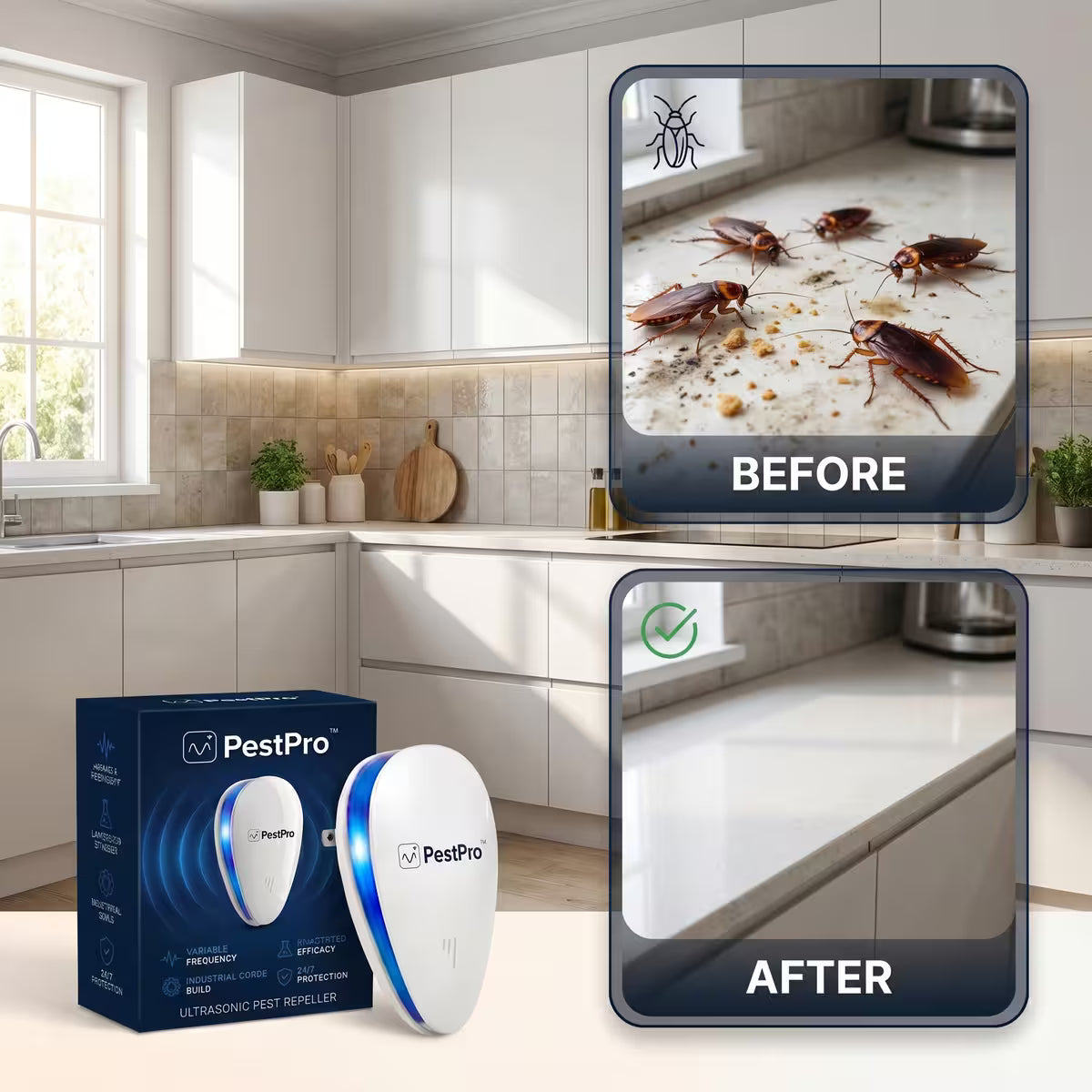 Thermabuild | Plug-In Ultrasonic Pest Repeller – Chemical-Free Variable Frequency Indoor Pest Deterrent