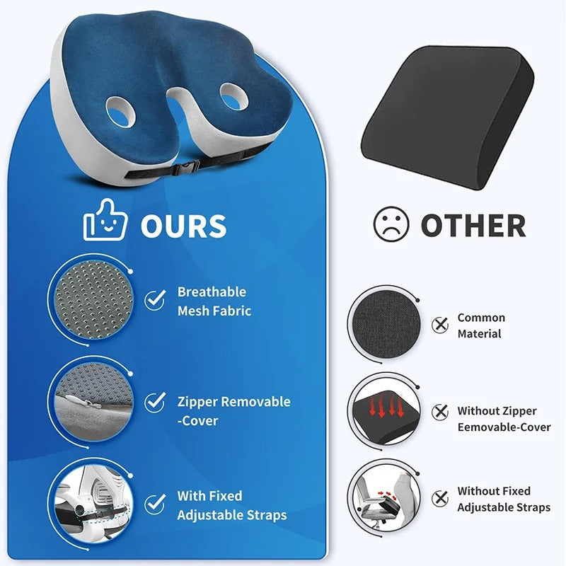 Thermabuild | Adjustable Memory Foam Sit Bone Relief Seat Cushion