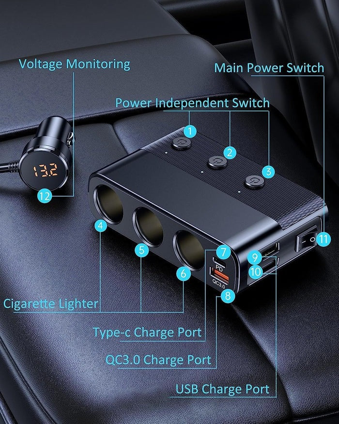 Thermabuild | 7-in-1 Car Cigarette Lighter Adapter