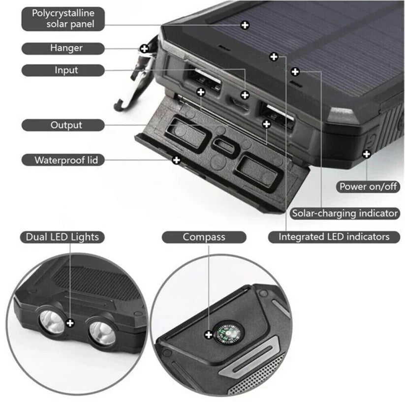 Thermabuild | 500000mAh Solar Charger Waterproof Power Bank External