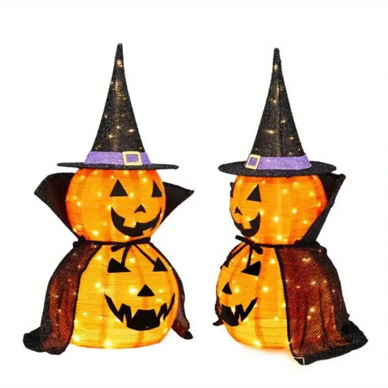 Thermabuild | 2 Pcs 3ft Halloween Collapsible Lighted In/Outdoor Pumpkin Garden Decoration