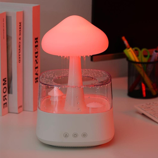 Thermabuild | 2-in-1 Desk Light Humidifier Rain Cloud Aromatherapy Essential Oil Zen Diffuser & Raining Cloud Night Light Mushroom Lamp