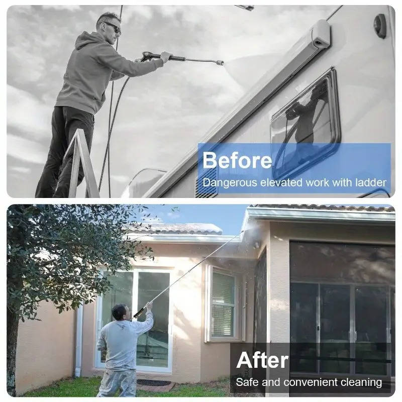 Thermabuild | 4000 PSI Telescoping High Pressure Power Washer Extension Wands For Gutter & Roof Drainage & Walls Cleaning