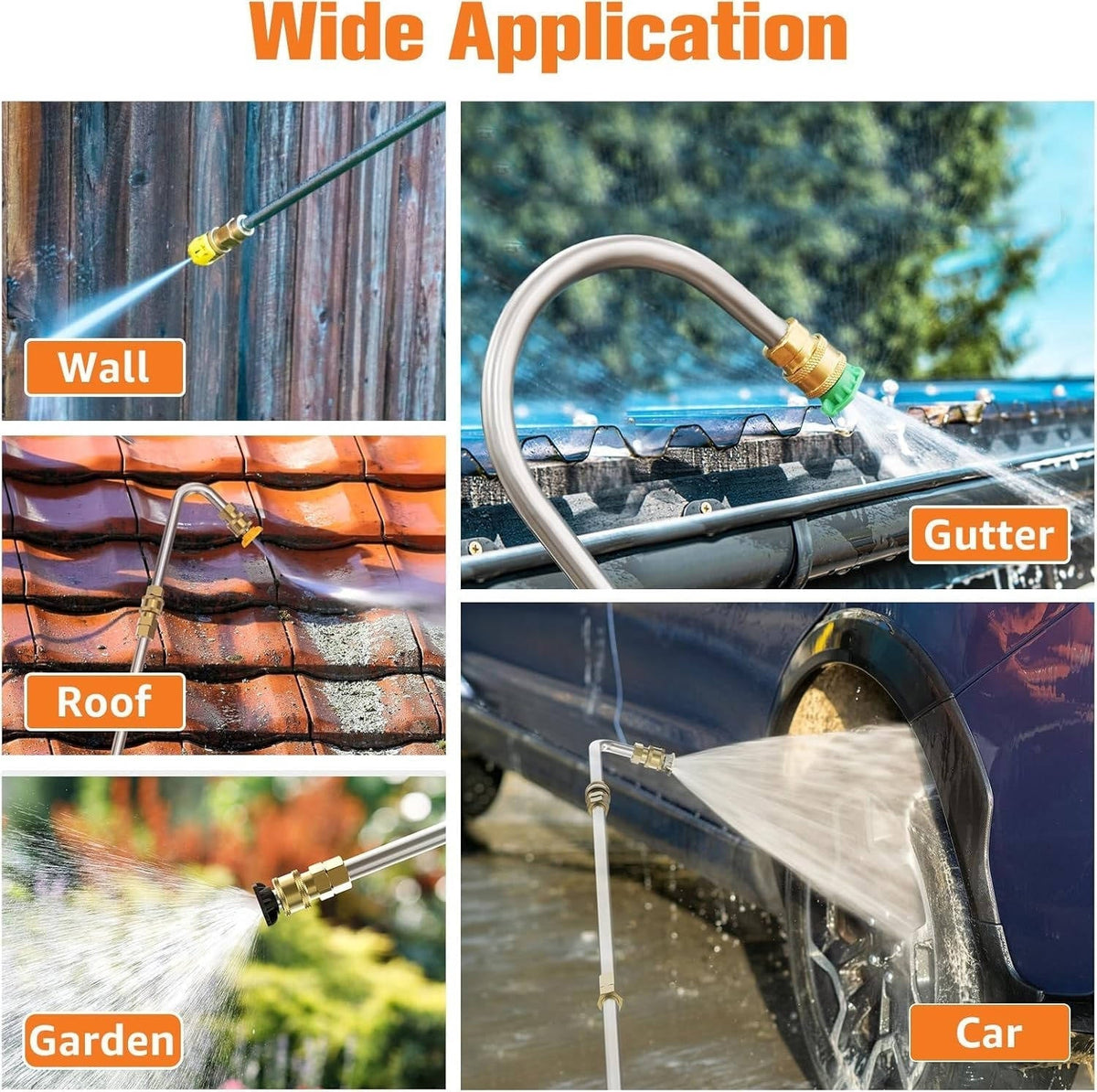 Thermabuild | 4000 PSI Telescoping High Pressure Power Washer Extension Wands For Gutter & Roof Drainage & Walls Cleaning