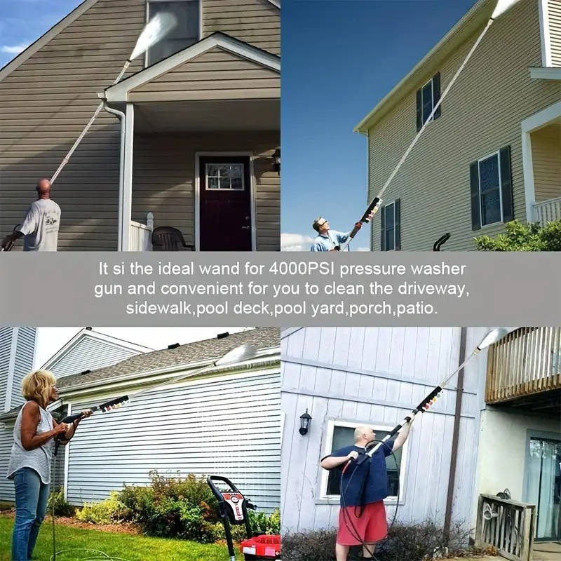 Thermabuild | 4000 PSI Telescoping High Pressure Power Washer Extension Wands For Gutter & Roof Drainage & Walls Cleaning