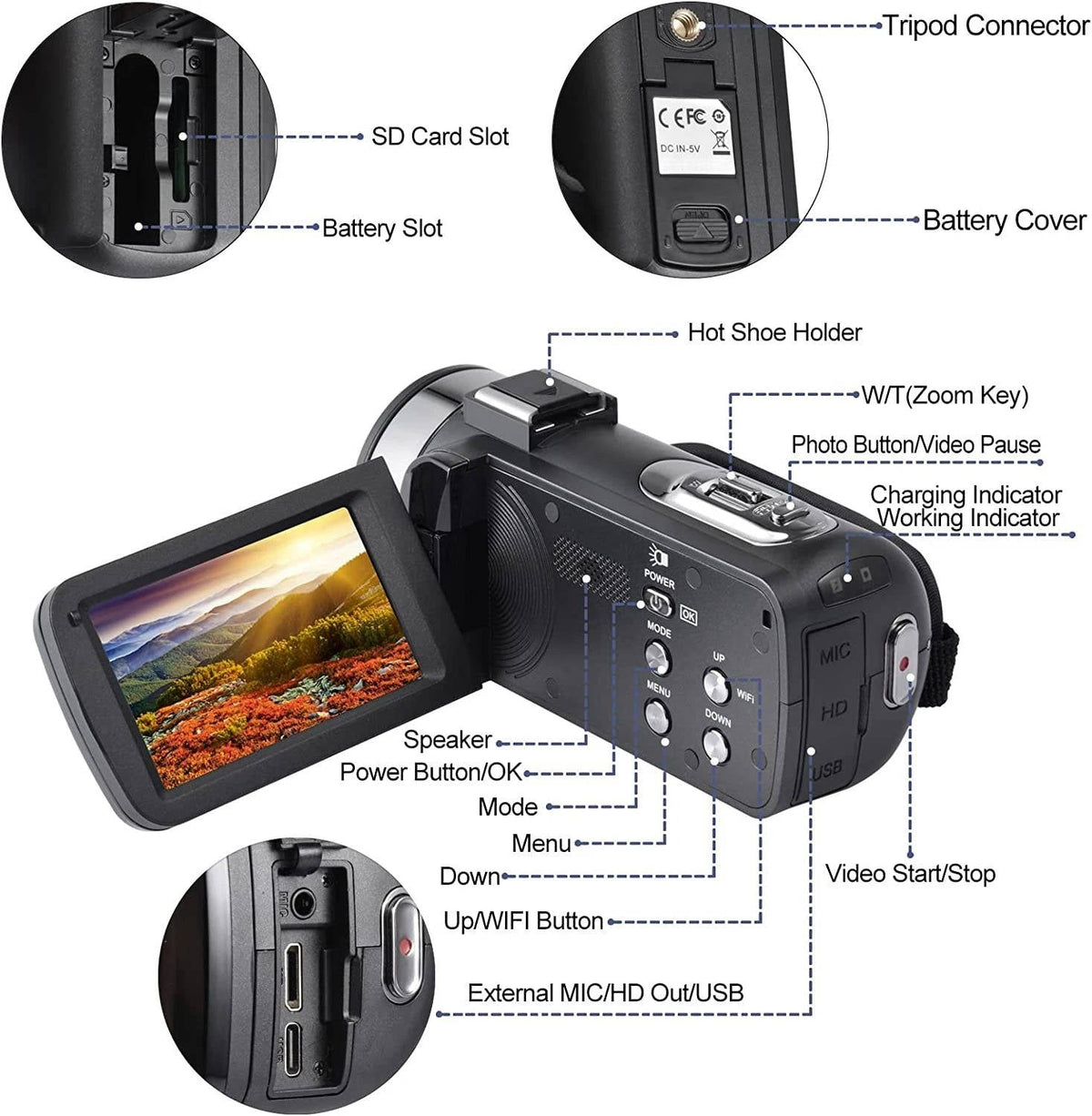 Thermabuild | 4K Video Camera Camcorder YouTube Vlogging WiFi 48MP Camera