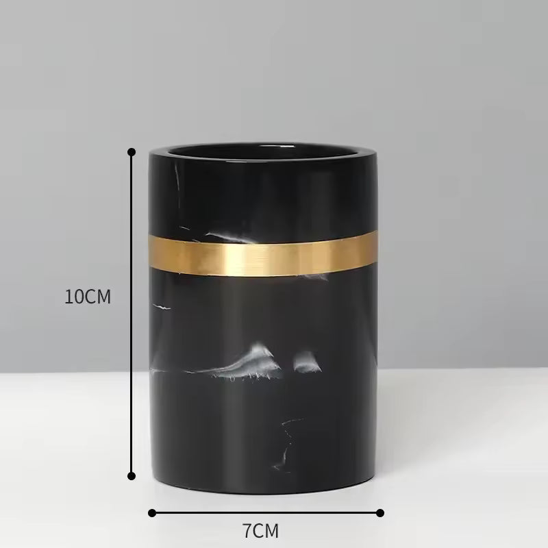 Thermabuild | Elegant Black Marble Accent Tray for Luxury Bathroom Decor