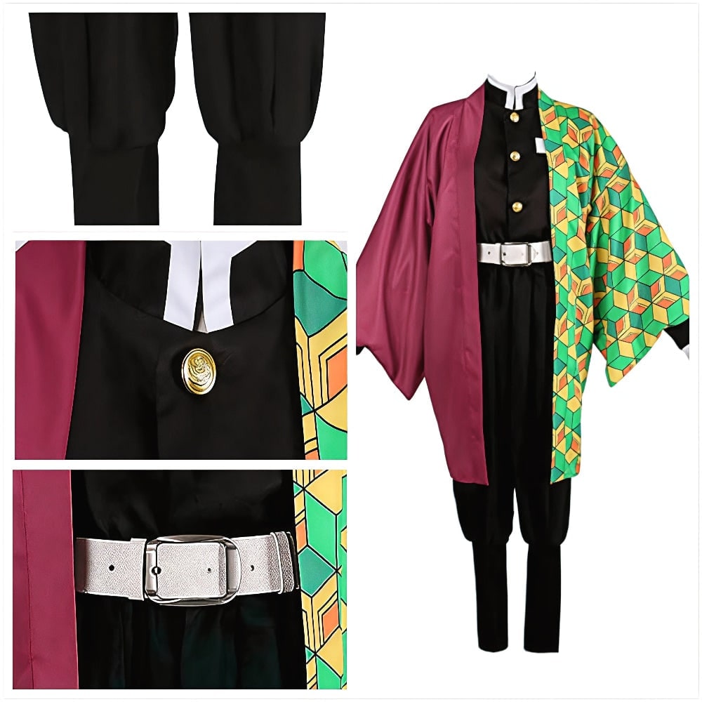 Thermabuild | Kids' Halloween Anime Cosplay Costume and Outfit Set with Kimono Haori Jacket and Wide Leg Wraps