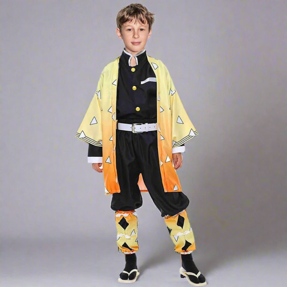 Thermabuild | Kids' Halloween Anime Cosplay Costume and Outfit Set with Kimono Haori Jacket and Wide Leg Wraps