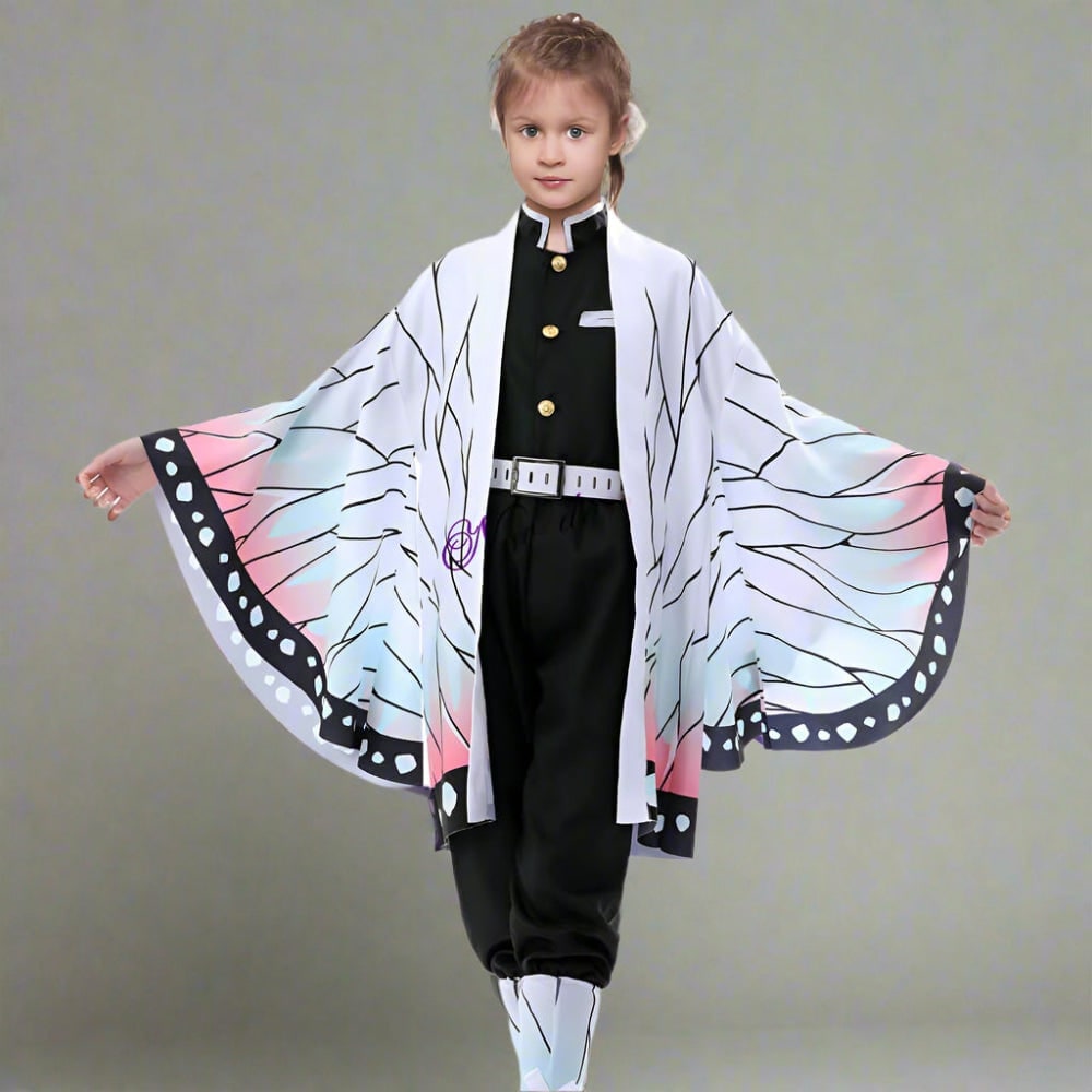 Thermabuild | Kids' Halloween Anime Cosplay Costume and Outfit Set with Kimono Haori Jacket and Wide Leg Wraps
