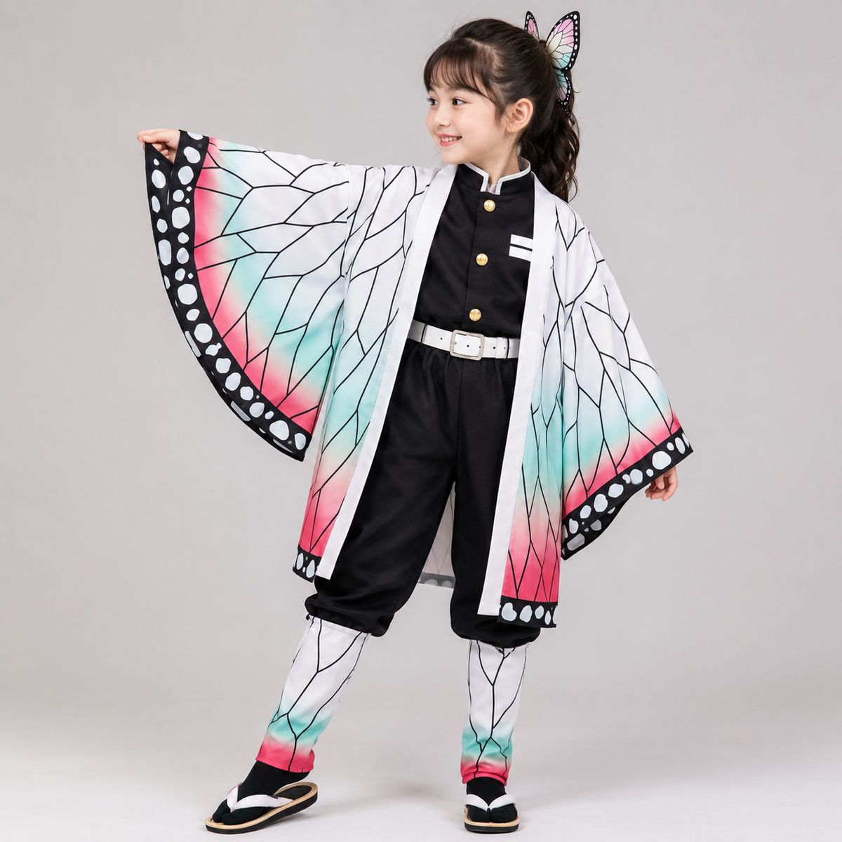 Thermabuild | Kids' Halloween Anime Cosplay Costume with Butterfly Kimono Jacket Five-Piece Set