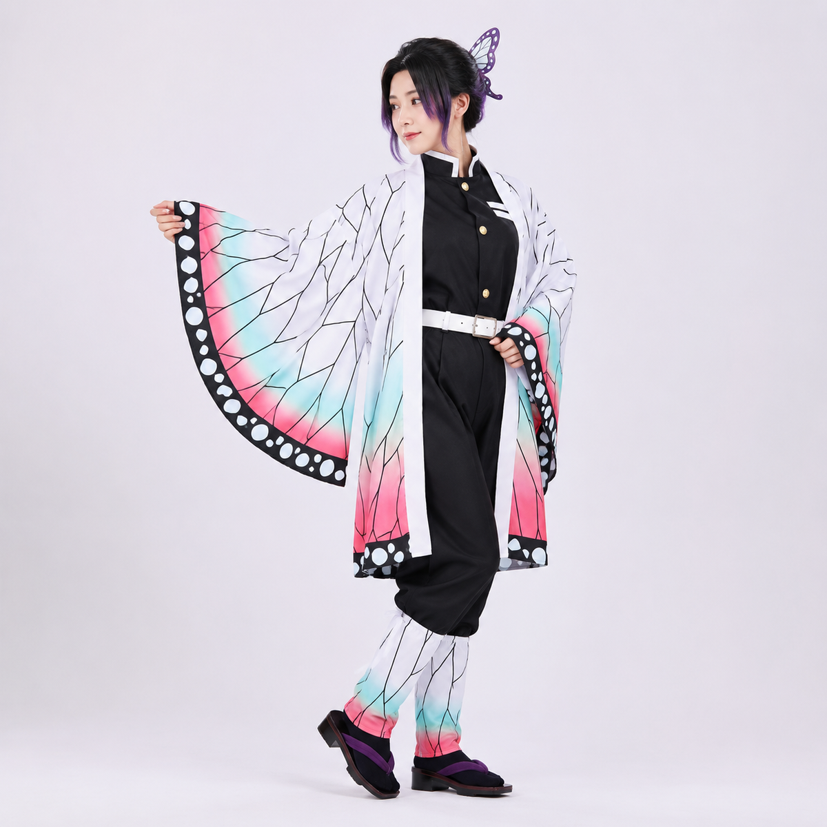 Thermabuild | Kids' Halloween Anime Cosplay Costume with Butterfly Kimono Jacket Five-Piece Set