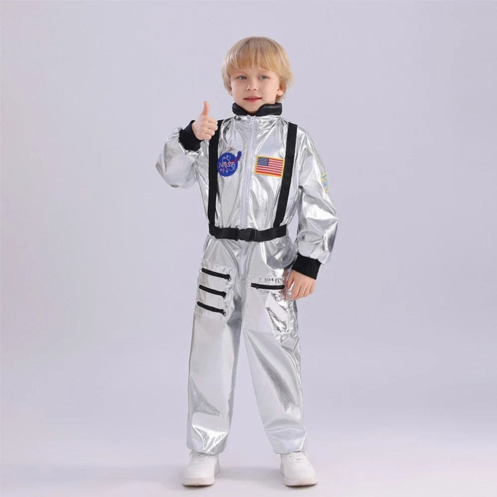 Thermabuild | Kids' Halloween Astronaut Costume Suit Patches Full Jumpsuit for Space Explorer Party