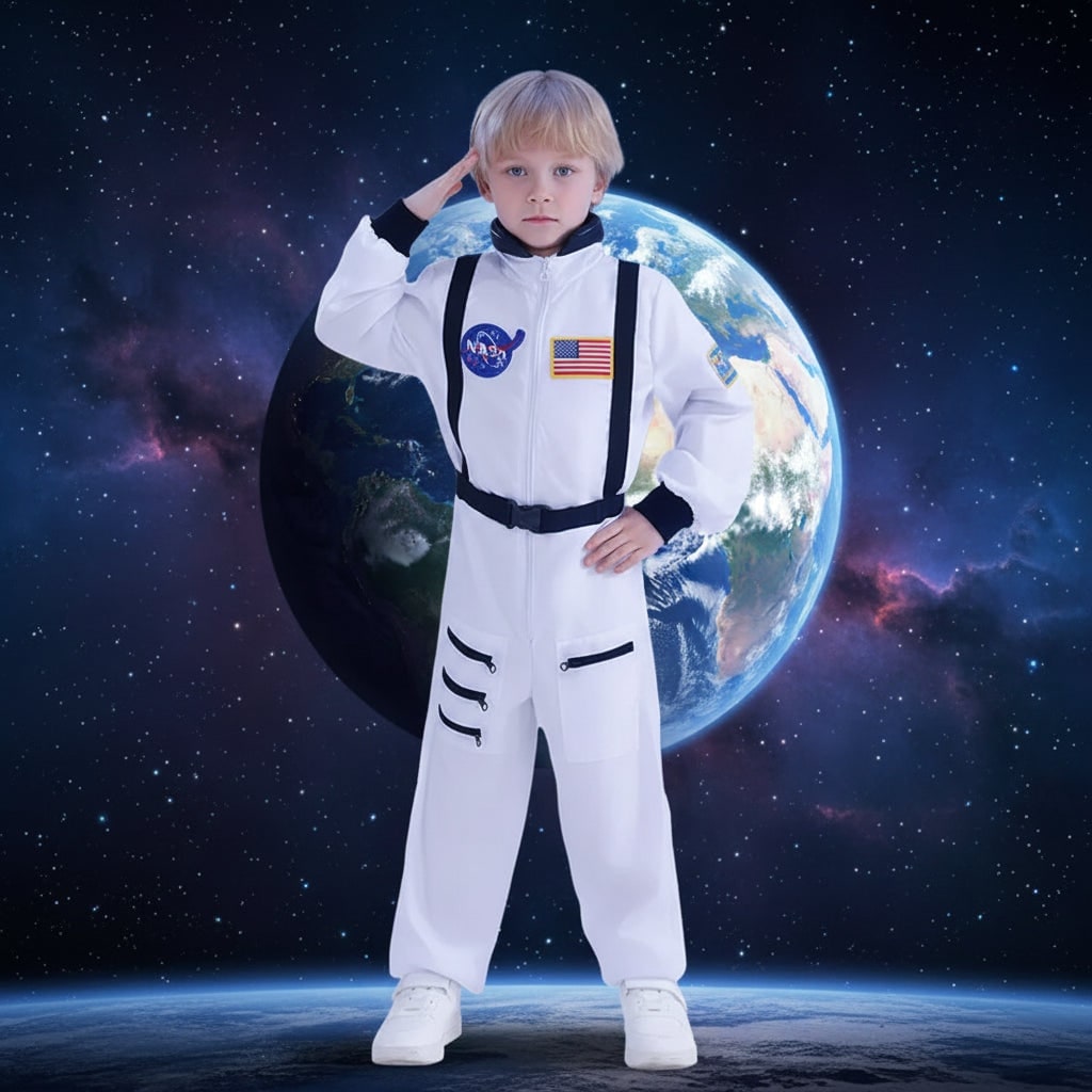 Thermabuild | Kids' Halloween Astronaut Suit Costume for Space Patches and Jumpsuit Design Female
