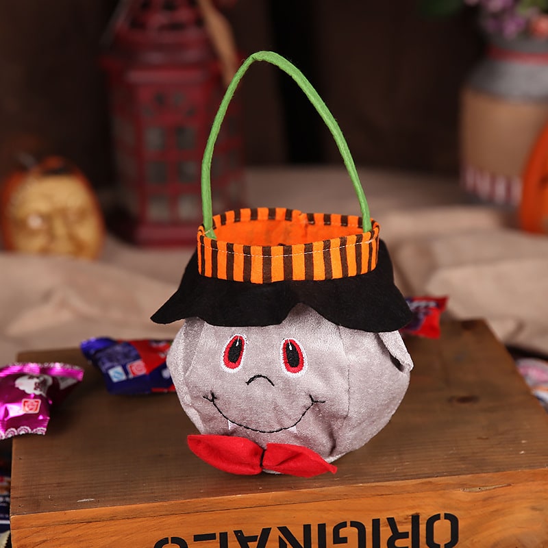 Thermabuild | Kids' Halloween Candy Bag and Trick or Treat with Plush Velour Character Design and Felt Handle