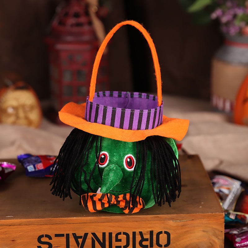 Thermabuild | Kids' Halloween Candy Bag and Trick or Treat with Plush Velour Character Design and Felt Handle