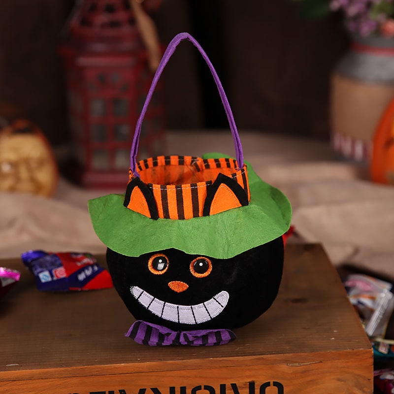 Thermabuild | Kids' Halloween Candy Bag and Trick or Treat with Plush Velour Character Design and Felt Handle