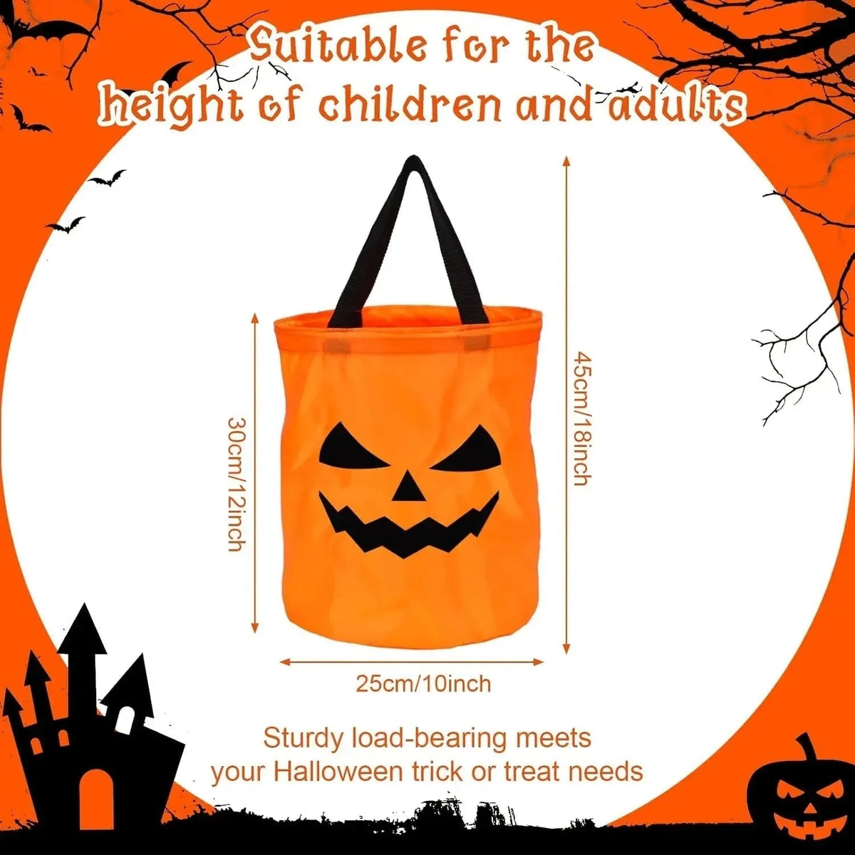 Thermabuild | Kids' Halloween Candy Bucket and Bag with LED Light-Up Jack-O'-Lantern Pumpkin Pail for Trick or Treat