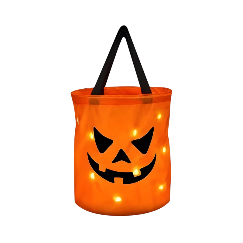 Thermabuild | Kids' Halloween Candy Pumpkin Bucket with LED Lights and Handle for Trick or Treat Basket