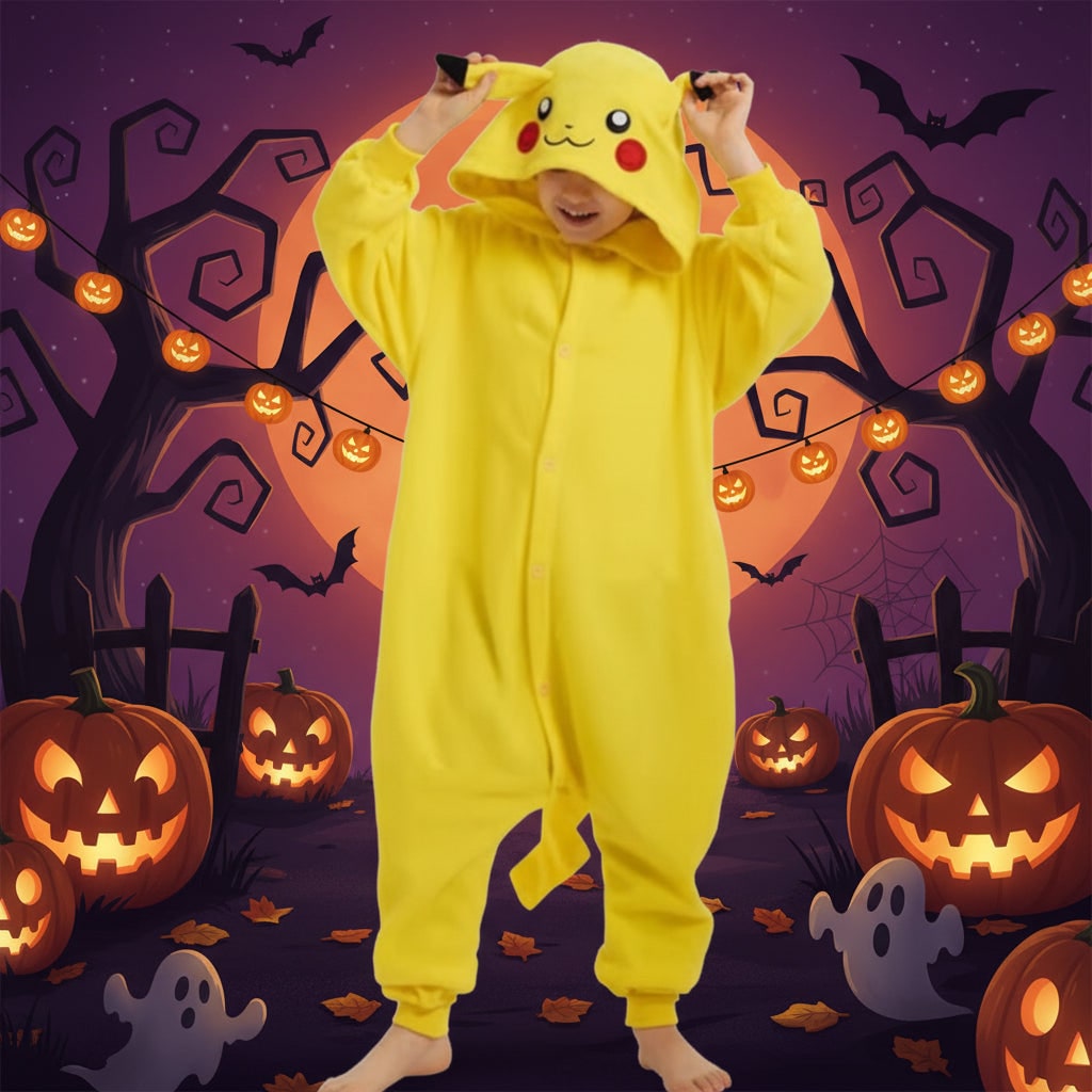 Thermabuild | Kids' Halloween Christmas Onesie Pajamas with Character Hood and Fleece for Xmas Party