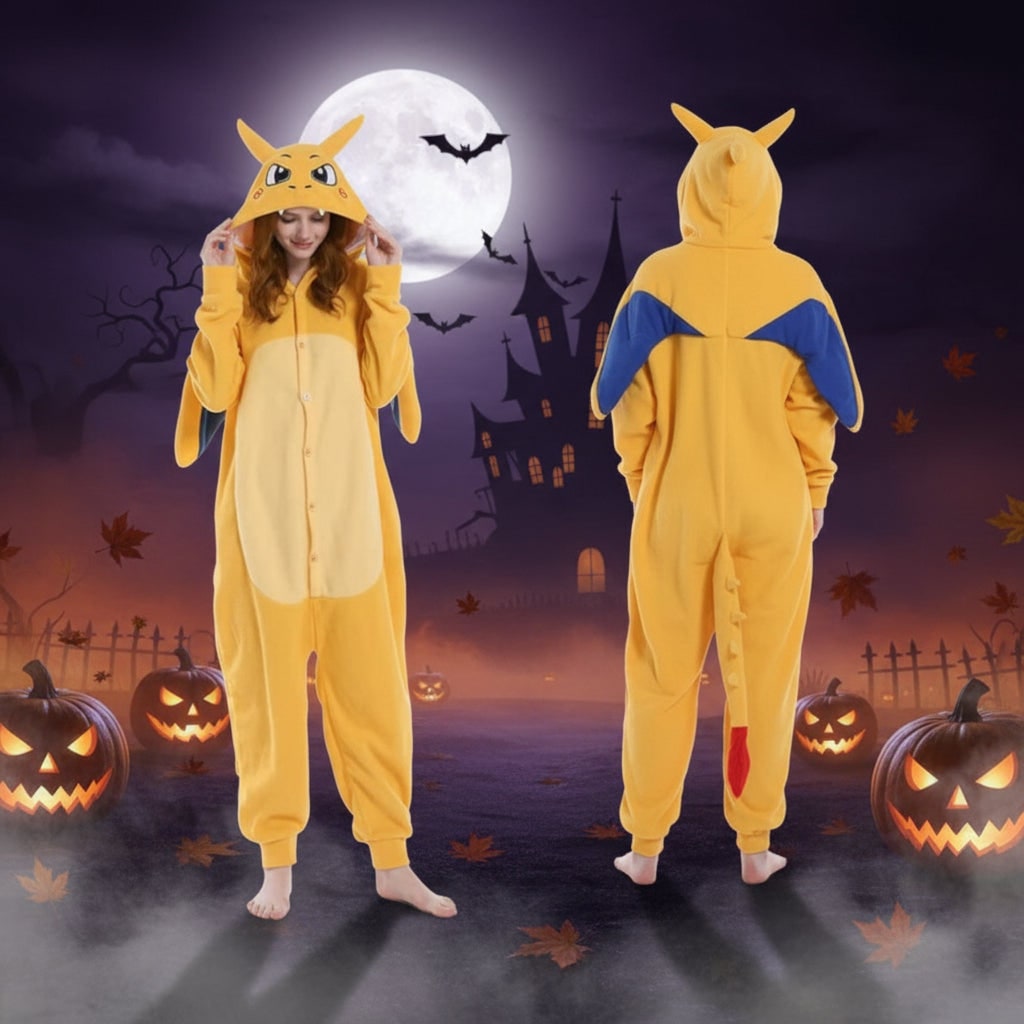 Thermabuild | Kids' Halloween Christmas Onesie Pajamas with Character Hood and Fleece for Xmas Party