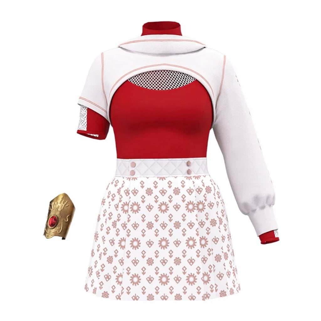 Thermabuild | Kids' Halloween Cosplay Anime Costume with Red High-Neck Top Pleated Skirt Synthetic