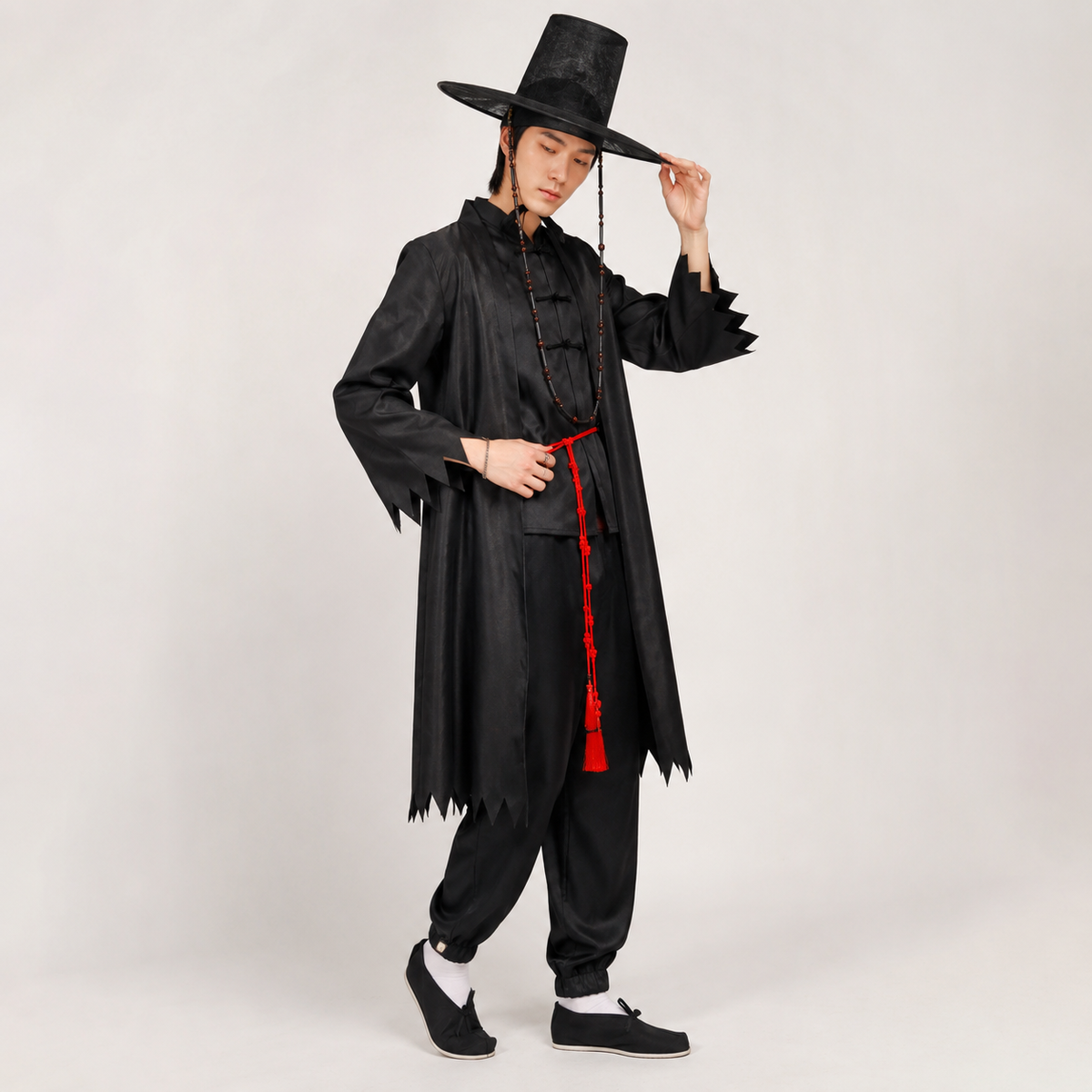Thermabuild | Kids' Halloween Cosplay Costume Korean Traditional Hanbok with Hat Accessories and Silver Chain Details