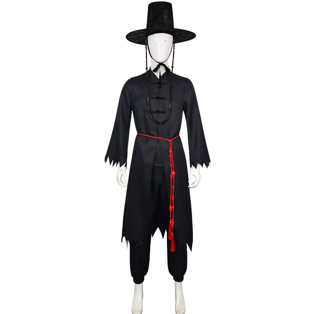 Thermabuild | Kids' Halloween Cosplay Costume Korean Traditional Hanbok with Hat Accessories and Silver Chain Details