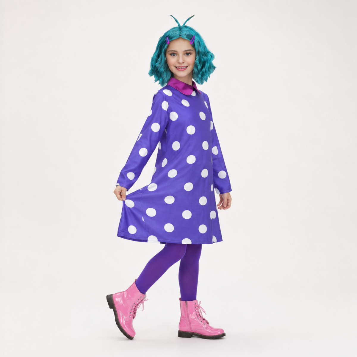 Thermabuild | Kids' Halloween Cosplay Costume Polka Dot Dress with and Tights for Party and Themed Events