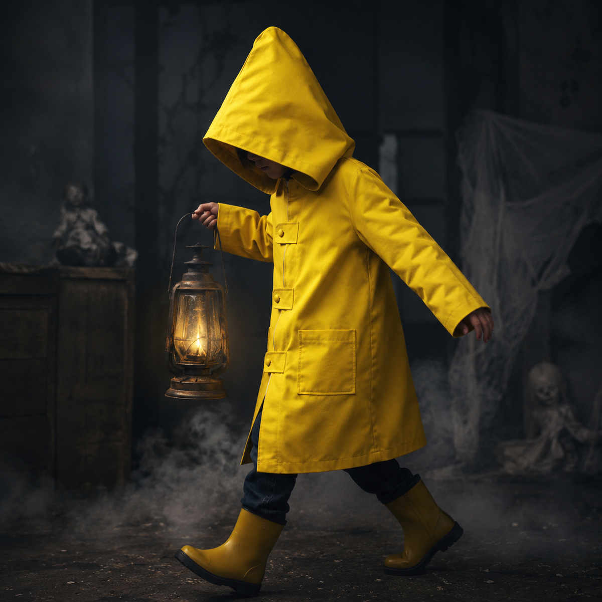 Thermabuild | Kids' Halloween Cosplay Costume Yellow Raincoat Jacket with Hooded Design and Front Zipper Closure