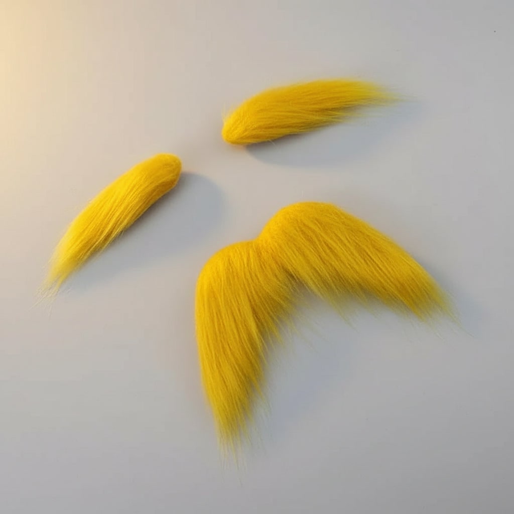 Thermabuild | Kids' Halloween Costume Mustache and Fake Beard with Self Adhesive Eyebrows Set Bushy Yellow
