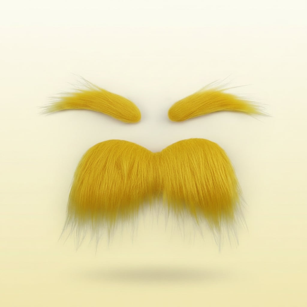 Thermabuild | Kids' Halloween Costume Mustache and Fake Beard with Self Adhesive Eyebrows Set Bushy Yellow